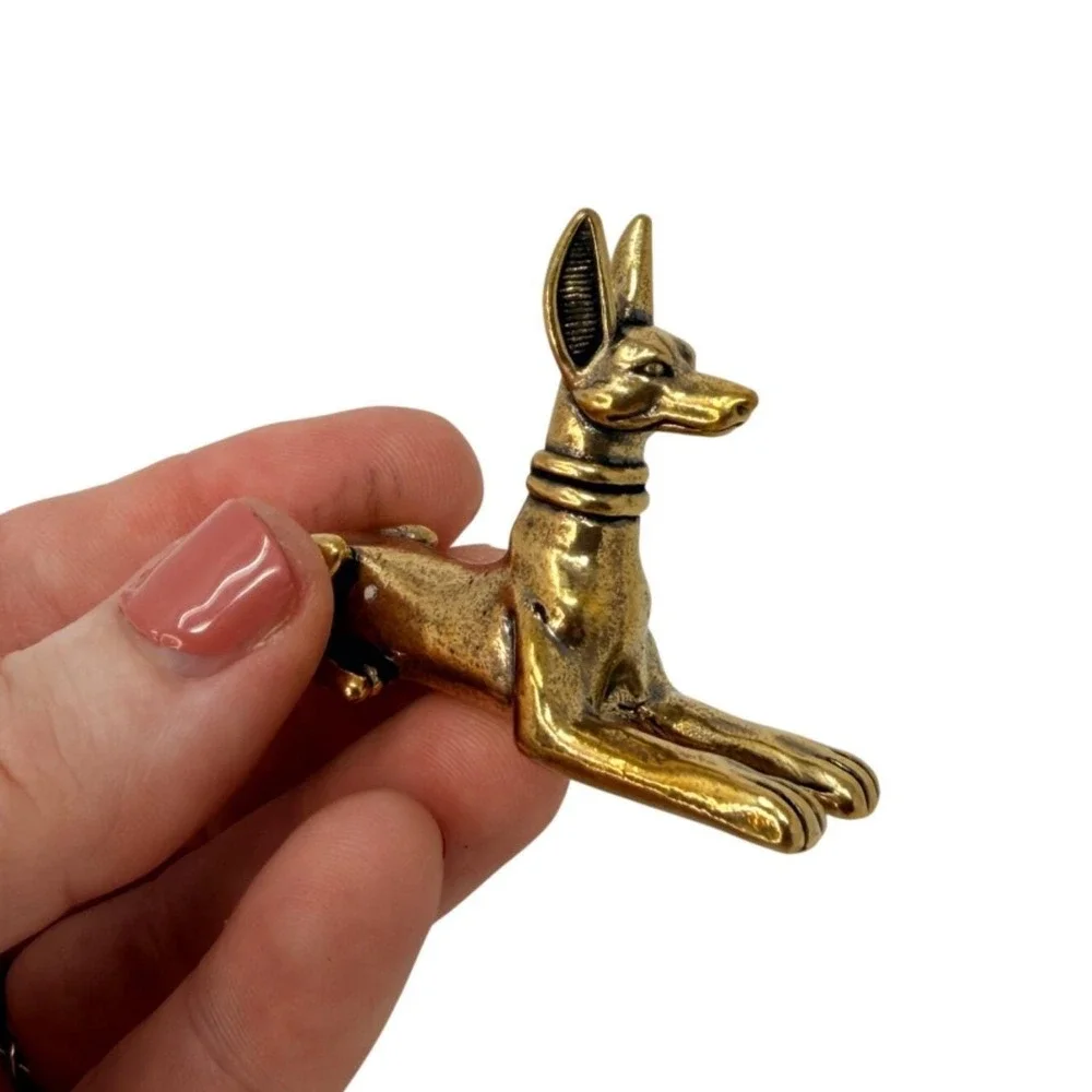 Brass Anubis Figurine Egyptian Jackal God Statue Ancient Egypt Altar Decor
